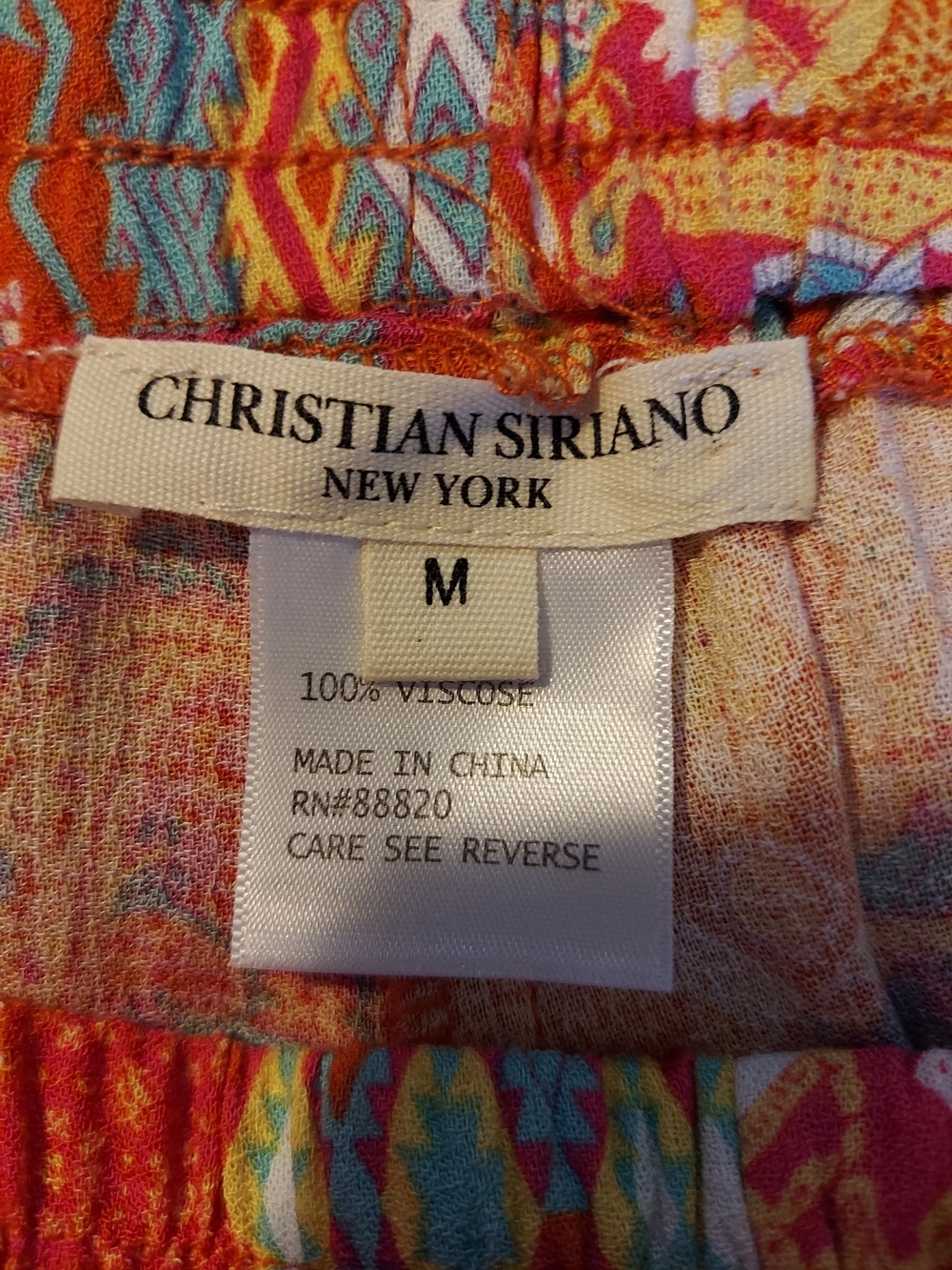 Christian Siriano Boho Wide Leg Pants in Orange Multi-Print M - Picture 3 of 8
